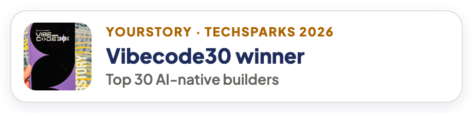 Vibecode30 winner, YourStory TechSparks 2026